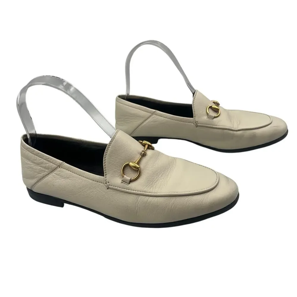 Gucci Loafers Brixton Horsebit Leather Collapsible Heel Mystic White 36.5 / 6.5